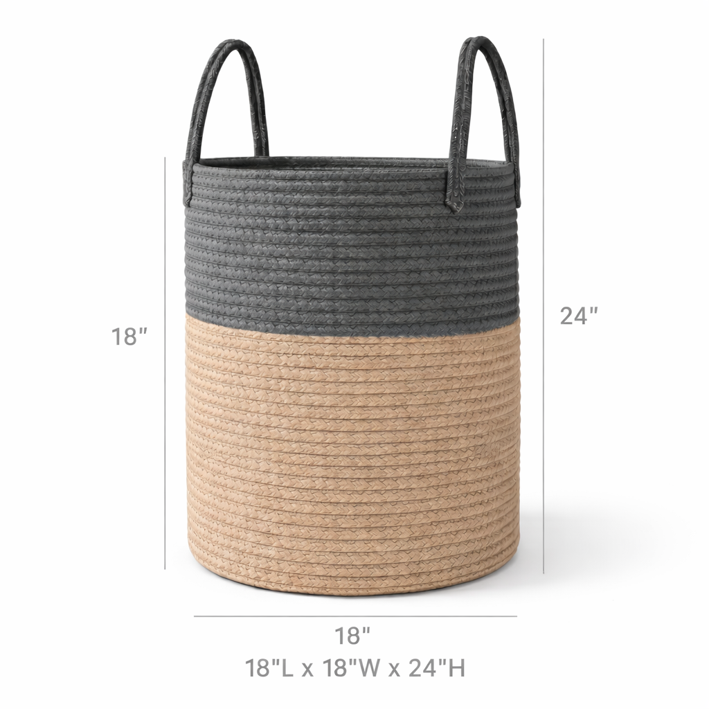 neatmethod® Cotton Rope Laundry Basket with Handles, Collapsible Storage Hamper
