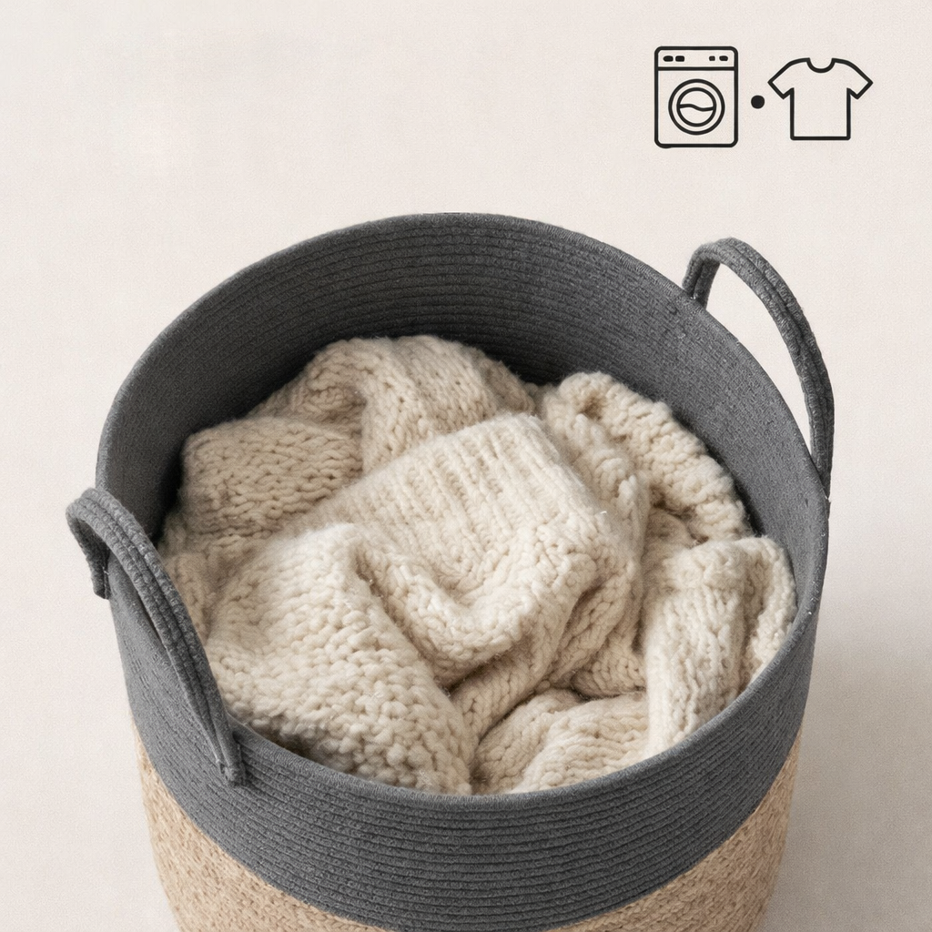 neatmethod® Cotton Rope Laundry Basket with Handles, Collapsible Storage Hamper