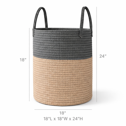 neatmethod® Cotton Rope Laundry Basket with Handles, Collapsible Storage Hamper