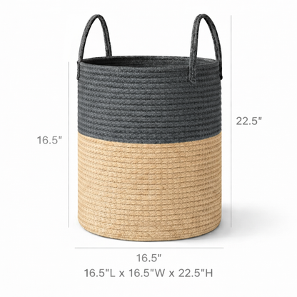neatmethod® Cotton Rope Laundry Basket with Handles, Collapsible Storage Hamper