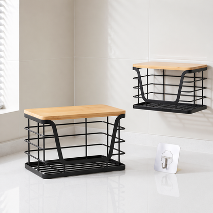 neatmethod® Wall Basket with Bamboo Top, Black