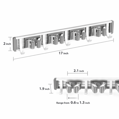 neatmethod® Broom Holder Wall Mount, 4 Racks 5 Hooks