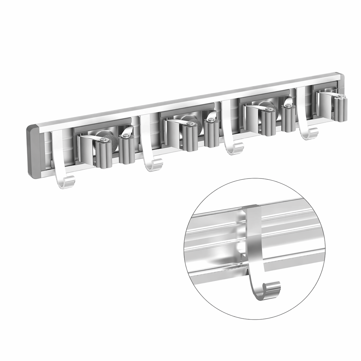 neatmethod® Broom Holder Wall Mount, 4 Racks 5 Hooks