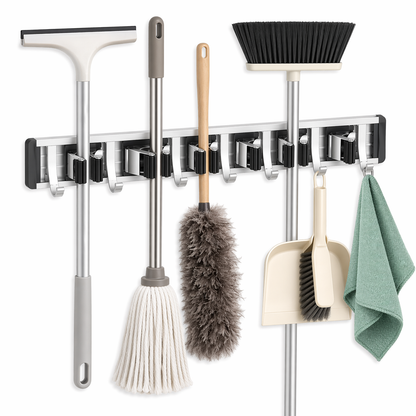 neatmethod® Broom Holder Wall Mount, 4 Racks 5 Hooks