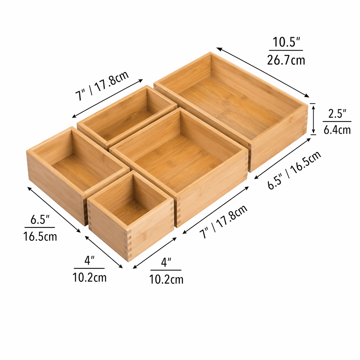 neatmethod® Bamboo Kitchen Drawer Organizer Bins, Natural